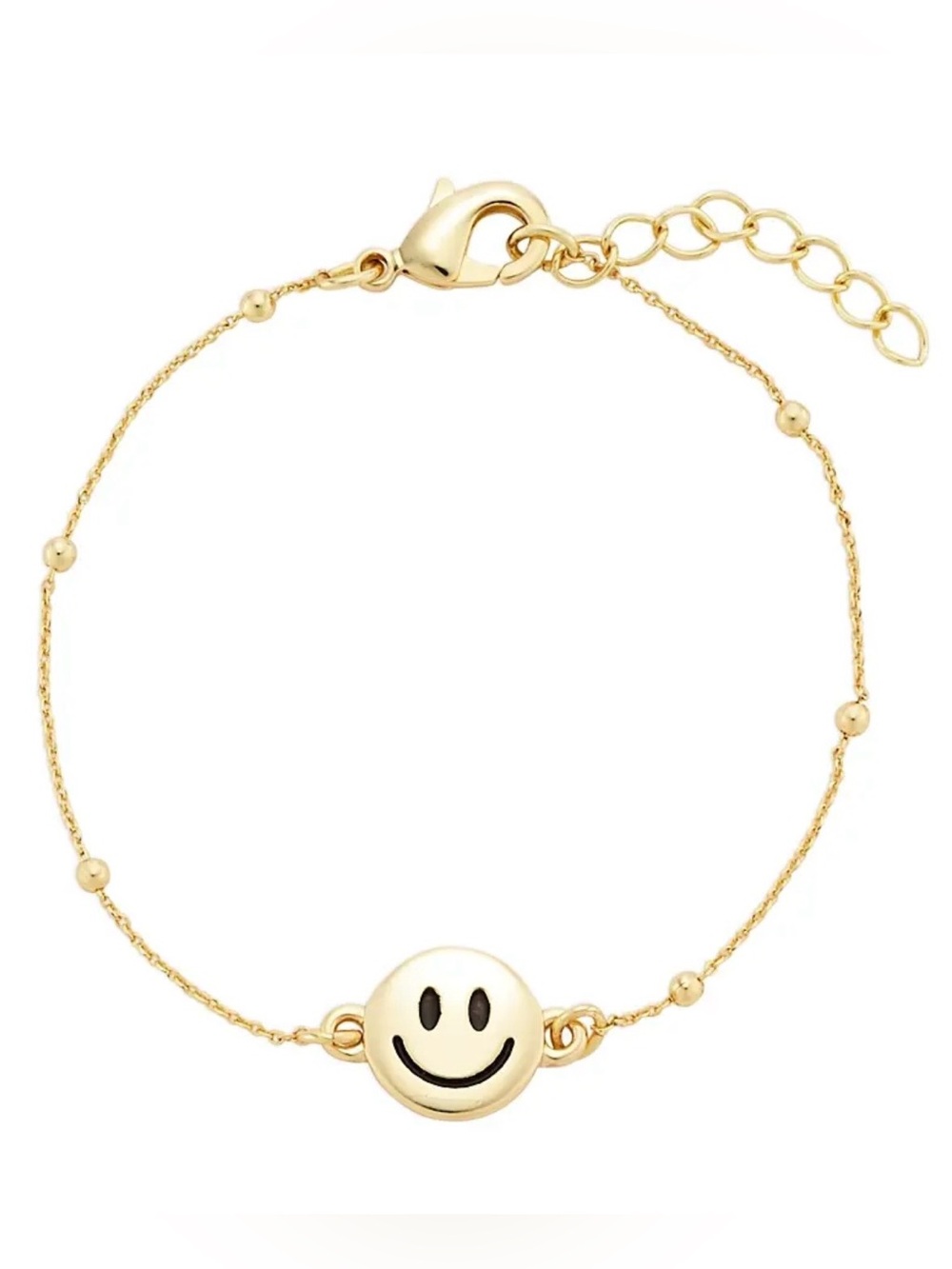 Aqua Smiley Face Charm Link Bracelet in 14K Gold Plated